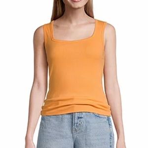 a.n.a Womens Orange Square Neck Sleeveless Tank Top size XL